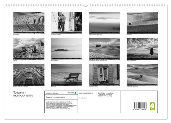 Produktbild: Toscana - monocromatico (hochwertiger Premium Wandkalender 2026 DIN A2 quer), Kunstdruck in Hochglanz