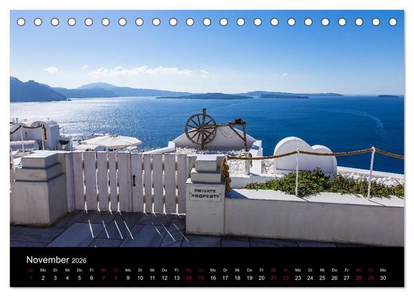 Produktbild: Santorini - K&ouml;nigin der Kykladen (Tischkalender 2026 DIN A5 quer), CALVENDO Monatskalender