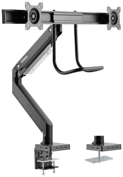Produktbild: SpeaKa Professional Monitor-Tischhalterung SP-MM-820 2 Display(s) 43,2 cm (17") - 81,3 cm (32") Matt Schwarz Schwenkbar, Neigbar