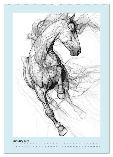 Produktbild: Sketchy Power Horses (Wall Calendar 2026 DIN A2 portrait), CALVENDO 12 Month Wall Calendar