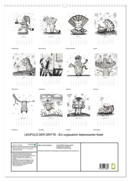 Produktbild: LEOPOLD DER DRITTE - Ein unglaublich liebenswerter Kater (Wandkalender 2026 DIN A2 hoch), CALVENDO Monatskalender