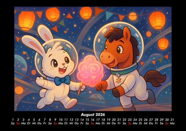 Produktbild: Bouncy & Huf - Im Weltraum 2026 Fotokalender DIN A3