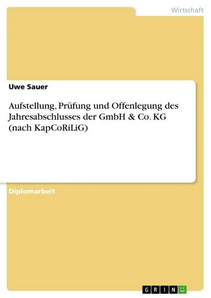Produktbild: Aufstellung, Pr&uuml;fung und Offenlegung des Jahresabschlusses der GmbH & Co. KG (nach KapCoRiLiG)