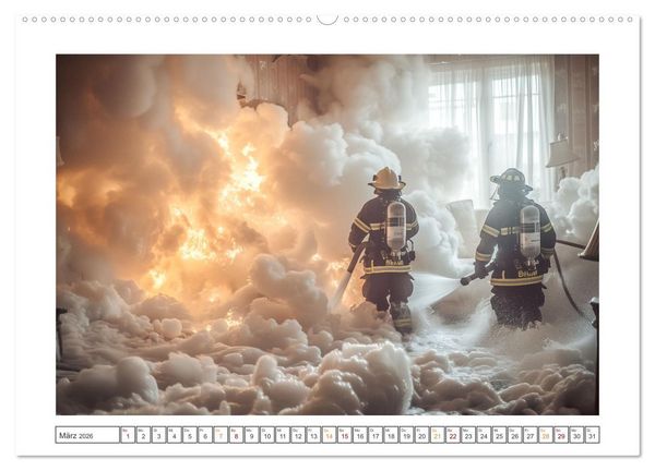 Produktbild: Helden im Einsatz - M&auml;nner und Frauen im Feuerwehrdienst (Wandkalender 2026 DIN A2 quer), CALVENDO Monatskalender