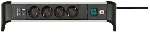 Brennenstuhl 1391040410 Steckdosenleiste mit Schalter Silber-Schwarz Schutzkontakt 1 St.