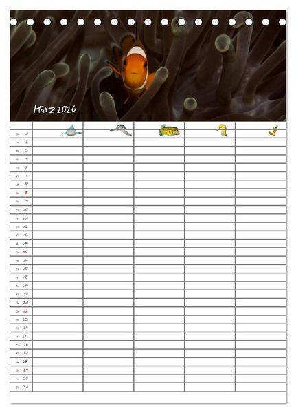 Produktbild: Der Unterwasser Familienplaner 2026 (Tischkalender 2026 DIN A5 hoch), CALVENDO Monatskalender