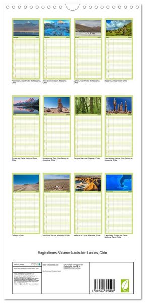 Produktbild: Familienplaner 2027 - Magie dieses S&uuml;damerikanischen Landes, Chile mit 5 Spalten (Wandkalender, 21 x 45 cm) CALVENDO
