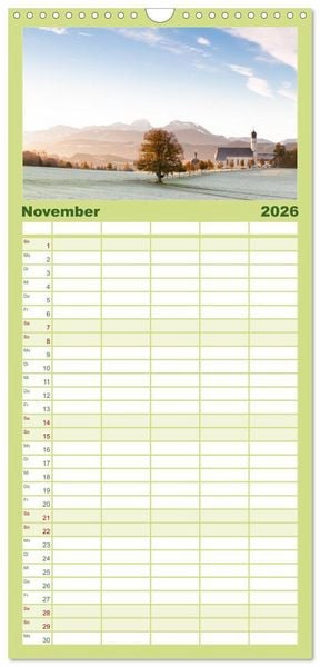 Produktbild: Familienplaner 2026 - Geheimnisvolle Alpen mit 5 Spalten (Wandkalender, 21 x 45 cm) CALVENDO