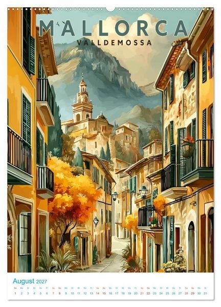Produktbild: Mallorca - Old School Poster Style (Wandkalender 2027 DIN A2 hoch), CALVENDO Monatskalender