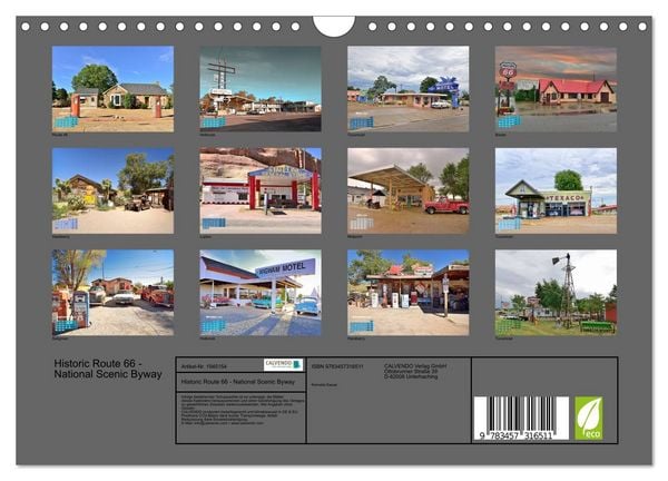 Produktbild: Historic Route 66 - National Scenic Byway (Wandkalender 2026 DIN A4 quer), CALVENDO Monatskalender