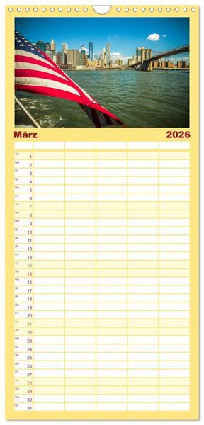 Produktbild: Familienplaner 2026 - Stadtansichten New York mit 5 Spalten (Wandkalender, 21 x 45 cm) CALVENDO