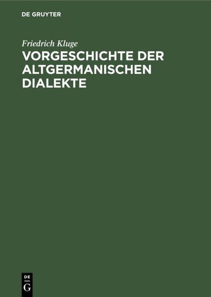 Produktbild: Vorgeschichte der altgermanischen Dialekte