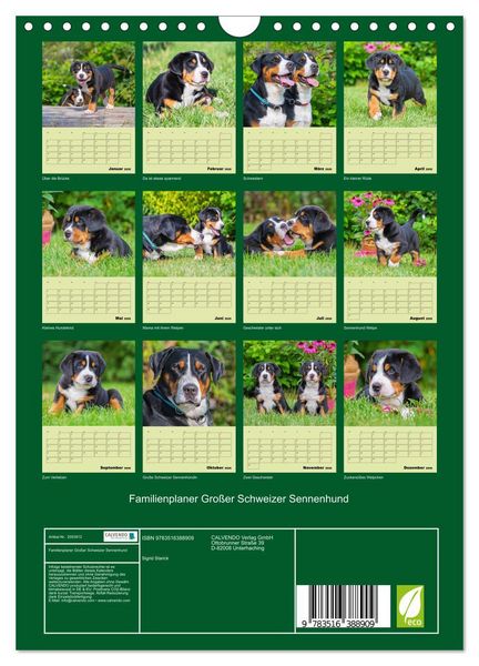 Produktbild: Familienplaner Gro&szlig;er Schweizer Sennenhund (Wandkalender 2026 DIN A4 hoch), CALVENDO Monatskalender