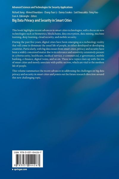 Produktbild: Big Data Privacy and Security in Smart Cities