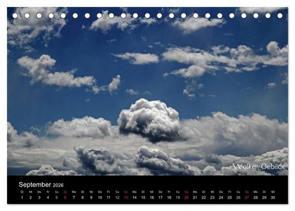 Produktbild: Wolken-Kunstwerke (Tischkalender 2026 DIN A5 quer), CALVENDO Monatskalender