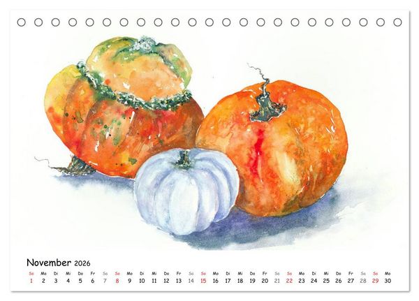 Produktbild: Gem&uuml;se Aquarelle (Tischkalender 2026 DIN A5 quer), CALVENDO Monatskalender