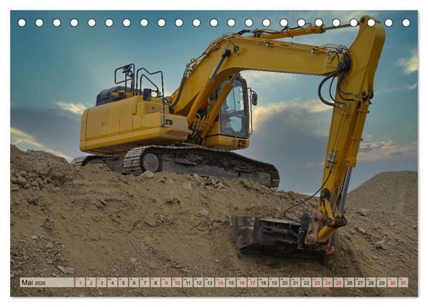 Produktbild: Bagger im Einsatz (Tischkalender 2026 DIN A5 quer), CALVENDO Monatskalender