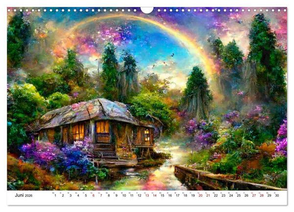 Produktbild: Fantasie Cottages - Ein Jahr durch die M&auml;rchenwelt (Wandkalender 2026 DIN A3 quer), CALVENDO Monatskalender