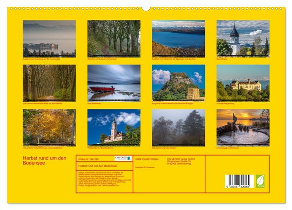Produktbild: Herbst rund um den Bodensee (hochwertiger Premium Wandkalender 2026 DIN A2 quer), Kunstdruck in Hochglanz