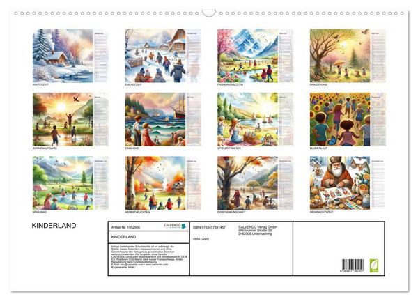 Produktbild: KINDERLAND (Wandkalender 2026 DIN A2 quer), CALVENDO Monatskalender