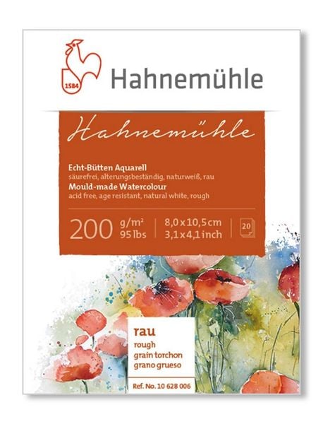 Produktbild: Hahnem&uuml;hle Miniblock Echt-B&uuml;tten, 200g/m&sup2;, 8 x 10,5 cm/12 Blatt