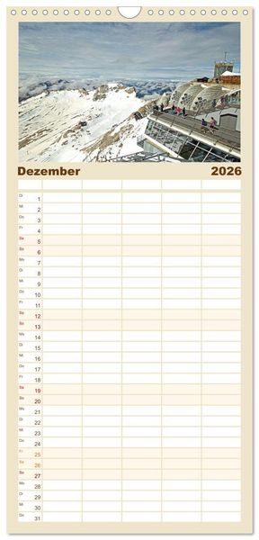 Produktbild: Familienplaner 2026 - Zauber der Zugspitze mit 5 Spalten (Wandkalender, 21 x 45 cm) CALVENDO