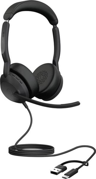 Produktbild: Jabra Evolve2 50 On Ear Headset kabelgebunden, Bluetooth&reg; Stereo Schwarz Mikrofon-Rauschunterdr&uuml;ckung, Noise Cancelling Headset