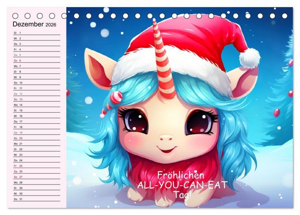 Produktbild: Unicorns! Lustige Einh&ouml;rner. Witzige Einhornspr&uuml;che und Weisheiten (Tischkalender 2026 DIN A5 quer), CALVENDO Monatskalender