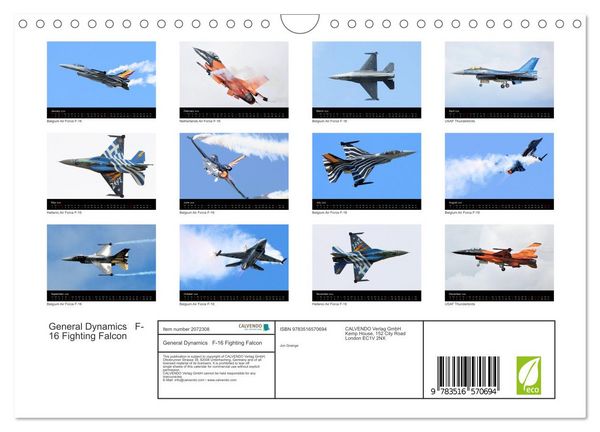 Produktbild: General Dynamics F-16 Fighting Falcon (Wall Calendar 2026 DIN A4 landscape), CALVENDO 12 Month Wall Calendar
