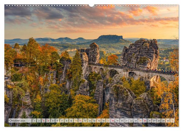 Produktbild: S&auml;chsische Schweiz - Wandern durch das Elbsandsteingebirge (hochwertiger Premium Wandkalender 2026 DIN A2 quer), Kunstdruck in Hochglanz