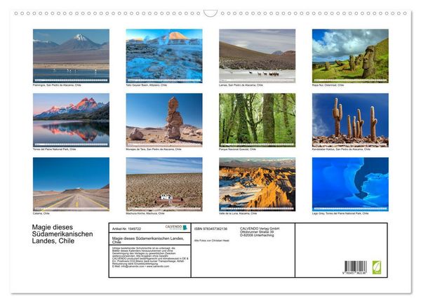 Produktbild: Magie dieses S&uuml;damerikanischen Landes, Chile (Wandkalender 2026 DIN A2 quer), CALVENDO Monatskalender
