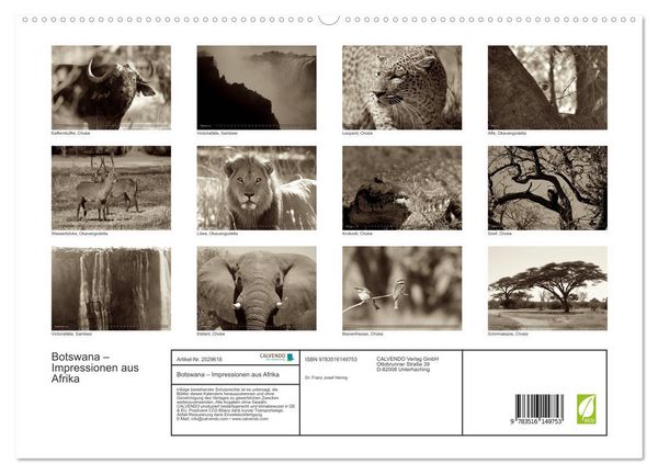 Produktbild: Botswana &ndash; Impressionen aus Afrika (hochwertiger Premium Wandkalender 2026 DIN A2 quer), Kunstdruck in Hochglanz
