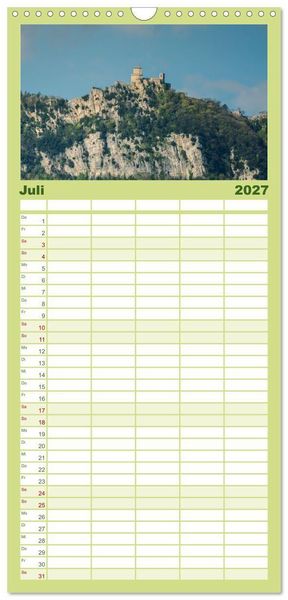 Produktbild: Familienplaner 2027 - San Marino Die &auml;lteste Republik der Welt mit 5 Spalten (Wandkalender, 21 x 45 cm) CALVENDO