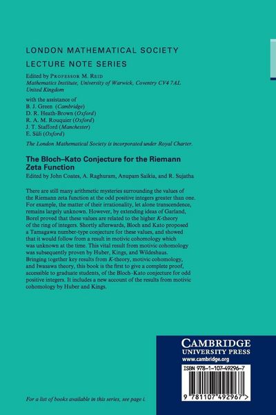 Produktbild: The Bloch-Kato Conjecture for the Riemann Zeta Function