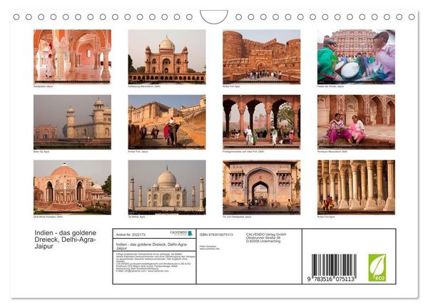 Produktbild: Indien - das goldene Dreieck, Delhi-Agra-Jaipur (Wandkalender 2026 DIN A4 quer), CALVENDO Monatskalender