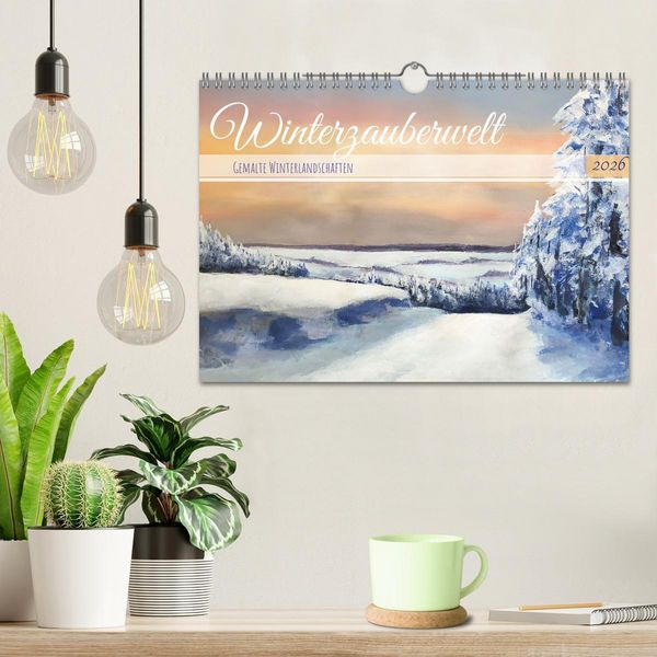Produktbild: Winterzauberwelt - Gemalte Winterlandschaften (Wandkalender 2026 DIN A4 quer), CALVENDO Monatskalender