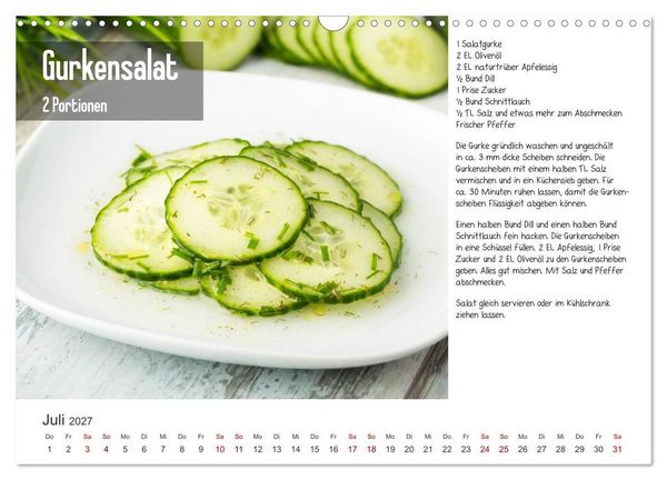 Produktbild: Fleischlos gl&uuml;cklich - 12 Foodfotos mit leckeren Rezepten (Wandkalender 2027 DIN A3 quer), CALVENDO Monatskalender