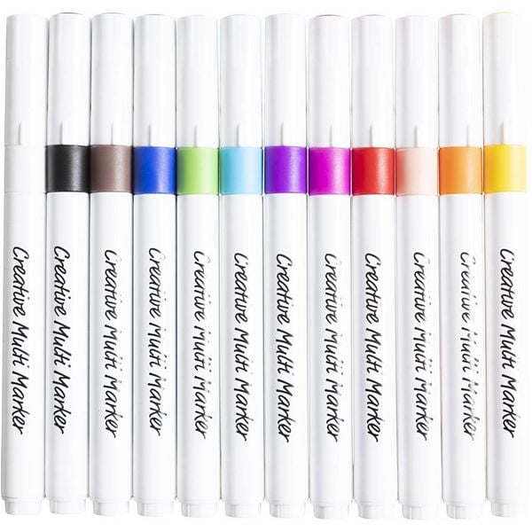 Produktbild: Creativ Company Kreativ Multi Marker, Strichst&auml;rke 4 mm, sortierte Farben, 12 Stk