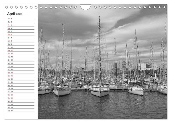 Produktbild: Barcelona Schwarz / Wei&szlig; Impressionen (Wandkalender 2026 DIN A4 quer), CALVENDO Monatskalender