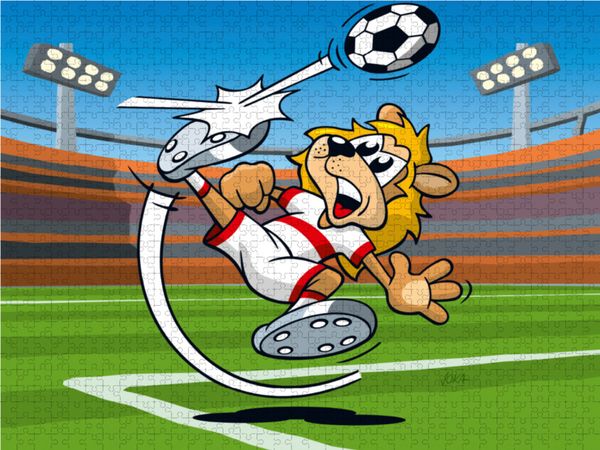 Produktbild: CALVENDO Puzzle Fussball L&ouml;we! | 1000 Teile Lege-Gr&ouml;&szlig;e 64x48cm Foto-Puzzle f&uuml;r gl&uuml;ckliche Stunden