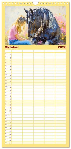 Produktbild: Familienplaner 2026 - Seelenverwandte. Frauen und Pferde. Die Magie der Verbundenheit mit 5 Spalten (Wandkalender, 21 x 45 cm) CALVENDO