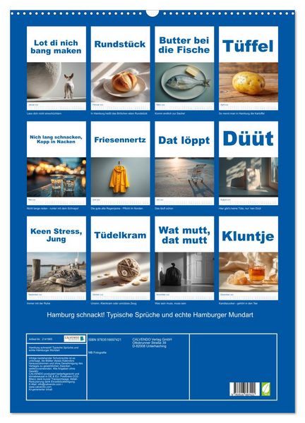 Produktbild: Hamburg schnackt! Typische Spr&uuml;che und echte Hamburger Mundart (Wandkalender 2026 DIN A2 hoch), CALVENDO Monatskalender