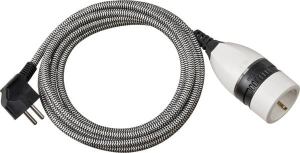 Produktbild: Brennenstuhl 1161830 Strom Verl&auml;ngerungskabel Schwarz, Wei&szlig; 3.00 m H05VV-F 3G 1,5 mm&sup2; Stoff-Ummantelung, inkl. Ein/Aus-Schalter