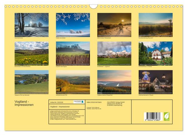 Produktbild: Vogtland - Impressionen (Wandkalender 2026 DIN A3 quer), CALVENDO Monatskalender