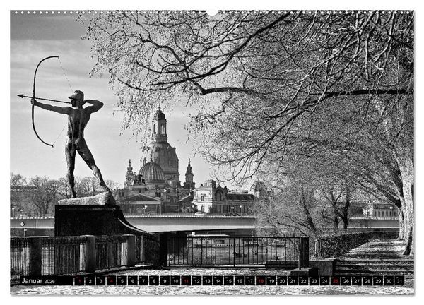 Produktbild: Dresden Faszination Schwarz Weiss (Wandkalender 2026 DIN A2 quer), CALVENDO Monatskalender