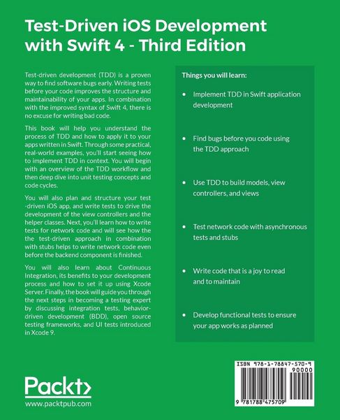 Produktbild: Test-Driven iOS Development with Swift 4