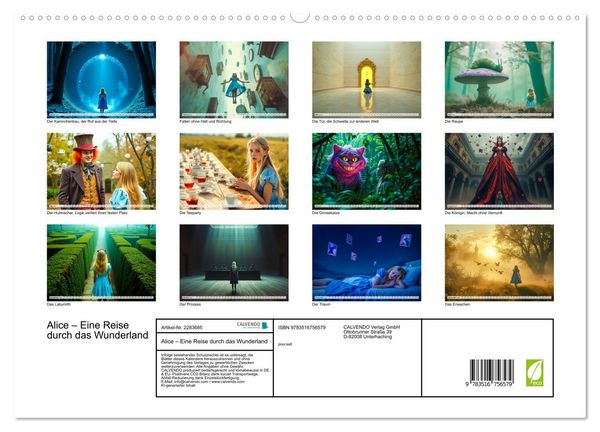 Produktbild: Alice &ndash; Eine Reise durch das Wunderland (hochwertiger Premium Wandkalender 2027 DIN A2 quer), Kunstdruck in Hochglanz
