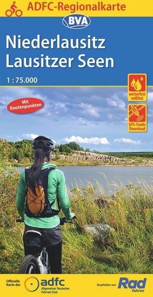 Produktbild: BVA ADFC Regionalkarte Niederlausitz Lausitzer Seen, mit Knotenpunkten 1:75.000