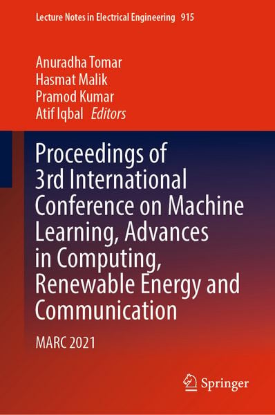 Produktbild: Proceedings of 3rd International Conference on Machine Learning, Advances in Computing, Renewable Energy and Communication