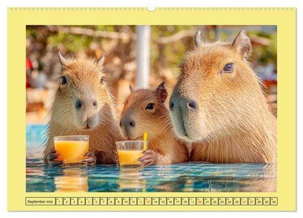 Produktbild: Capybaras on Tour. Wasserschweine als Weltenbummler (hochwertiger Premium Wandkalender 2026 DIN A2 quer), Kunstdruck in Hochglanz